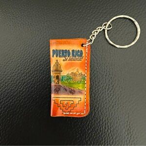 Leather Puerto Rico Lighter Holder Keychain